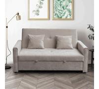 Home Source Charleston 2 Seater Velvet Beige Double Sofa Bed