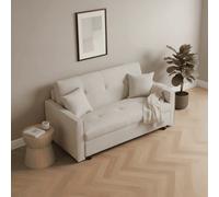 Home Source Charleston Extra Wide 2 Seater Linen Beige Double Sofa Bed