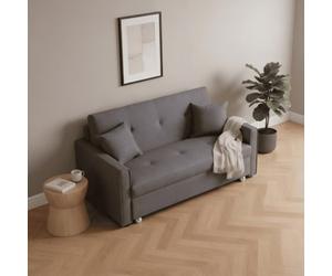 Home Source Charleston Extra Wide 2 Seater Linen Dark Grey Double Sofa Bed