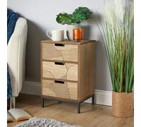 Chest 3 Solid Wooden Storage Drawers Geometric Design Organiser Home Source Brown One Size