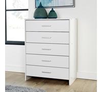 Home Source Chest 5 Drawers Bedroom Oak Black Storage Organiser Bedside Cabinet in White Home Source White