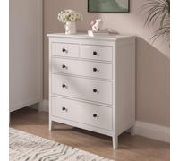 Home Source Chest 5 Drawers White Clothing Organiser MDF Bedroom Compact 80cm Wide Home Source White