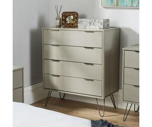 Home Source Chest of 4 Drawers Clothing Cabinet Storage Organiser Bedroom in Grey Home Source Grey