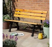 Home Source Clayton Metal Framed Wooden Outdoor Garden Patio Bench