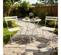 Home Source Clifton Outdoor Folding Bistro Table And Chair Set - Cream