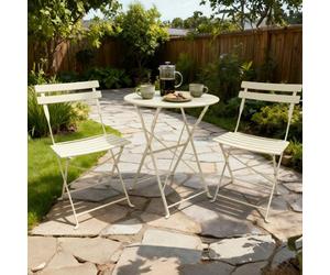 Home Source Clifton Outdoor Folding Bistro Table And Chair Set - Cream