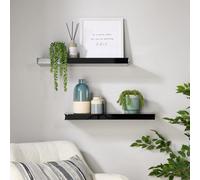 Home Source Pair of 60cm Floating Wall Mounted Shelves - Black Gloss