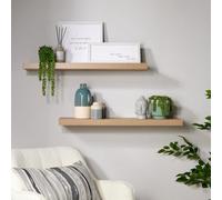 Home Source Cloud Pair Of 80Cm Floating Wall Shelves Sonoma Oak Finish