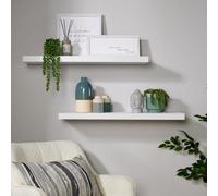 Home Source Cloud Pair Of 80Cm Floating Wall Shelves White
