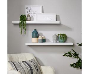 Home Source Cloud Pair Of 80Cm Floating Wall Shelves White