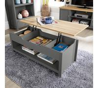 Home Source Coffee Table Lift Up Oak Top Home Reception Storage Shelf Avon in Dark Grey Home Source Dark Grey