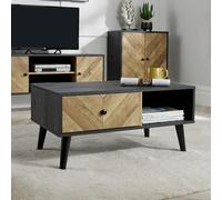 Home Source Coffee Table Rectangular 1 Drawer Open Storage Home Living Room Unit in Black Home Source Black