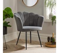 Grey Velvet Scallop Shell Chair Wing Back Armchair Occasional Sofa Gold Legs