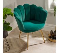 Home Source Compact Scallop Occasional Chair With Gold Metal Legs Emerald Green