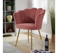 Home Source Compact Scallop Round Back Pink Occasional Accent Chair