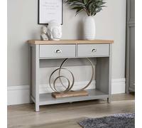 Home Source Avon 2 Drawer With Undershelf 36mm Thick Top Hallway Console Table Grey
