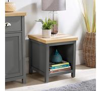 Home Source Console TV Stand Television Unit Oak Coffee Solid Bookcase 36mm Top in Dark Grey Home Source Dark Grey