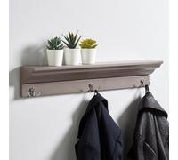 Home Source Cornice Floating Coat Towel Hook And Storage Shelf Grey