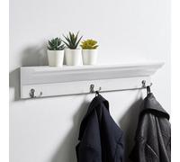 Home Source Cornice Floating Coat Towel Hook And Storage Shelf White