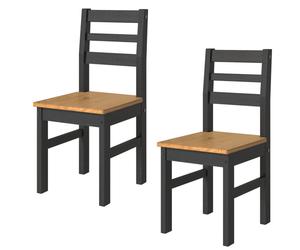 Home Source Corona Linea Black Ladder Back Dining Chairs Pair