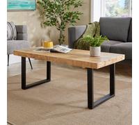 Home Source Cortez Rectangular Mango Wood Table Iron Legs Coffee Table Unit in Light Oak | Size: Large Home Source Light Oak Large