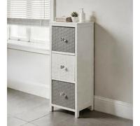 Home Source Crystal Fully Assembled 3 Drawer Narrow Storage Chest White Grey