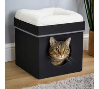 Home Source Cube Black And White Folding Cushioned Bed Cat House