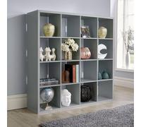 Home Source Cube Plus 16 Bookcase Shelving Storage Unit Grey, Grey