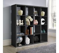 Home Source Cube Plus 16 Bookcase Shelving Storage Unit Black, Black