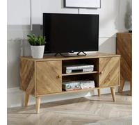 Home Source Dallas 2 Door Natural Open Storage Tv Media Entertainment Unit