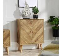 Home Source Dallas 2 Door Natural Storage Sideboard Cabinet Unit