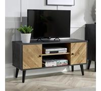 Home Source Dallas Herringbone 2 Door TV Stand Storage Unit in Black Home Source Black