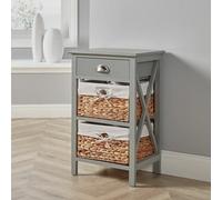 (Grey) Dartmouth 2 Basket Drawer Chest Storage Fully Assembled