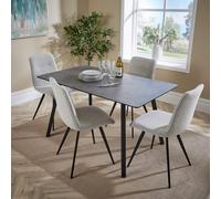 Home Source Wickford Modern Dining Table with 4 Ashford Boucle Chairs Set