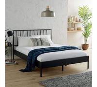 Double 4Ft/4Ft6/5Ft Black Metal Frame Bed with Headboard Home Bedroom Home Source Black Double