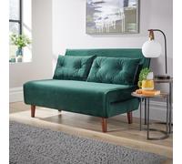 Morella Velvet 2 Seater Double Folding Sofa Bed Home Source Bottle Green One Size