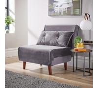 Home Source Morella Single Sofa Bed Folding Chair Wooden Legs And Two Pillows Grey, Grey