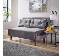 Home Source Double Sofa Bed Folding Chair Velvet Wooden Legs Two Pillow Home in Grey Home Source Grey