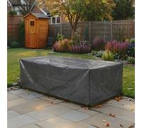 Home Source Duracover Patio Furniture Cover, Grey - UV Resistant PE Knitting Cloth - Waterproof & Drawstring Closure - Fits Tables up to 203x102x69cm