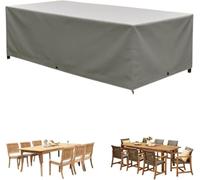 Home Source Duracover Patio Furniture Cover, Grey - UV Resistant PE Knitting Cloth - Waterproof & Drawstring Closure - Fits Tables up to 203x102x69cm