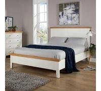 Home Source Easton Solid Wood With Oak Veneer White 4' 6" Double Wooden Bed Frame
