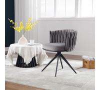 Home Source Elegant Round Back Grey Velvet Accent Chair Plush Modern Home Décor Home Source Grey