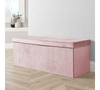 Home Source Folding Ottoman Chest Solid Sturdy Storage Bedding Box Trunk in Light Pink | Size: XL Home Source Light Pink XL