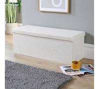 Home Source Extra Large Cream Boucle Ottoman Box Space Saving Storage Chest | Size: XL Home Source Cream XL