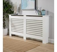 Home Source Extra Large Radiator Cover Wooden MDF Wall Cabinet Shelf Slatted Grill in White Home Source White
