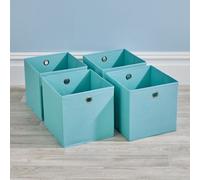 Home Source Fabric Cube Storage Box 4 Pack Aqua Blue