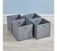 Home Source Fabric Cube Storage Box 4 Pack Felt Grey