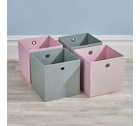 Home Source Fabric Cube Storage Box 4 Pack Mixed Pink And Grey