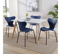 (Blue) Home Source Fleur Table and 4 Penny Chairs Dining Set