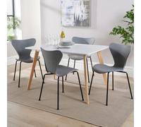 (Grey) Home Source Fleur Table and 4 Penny Chairs Dining Set